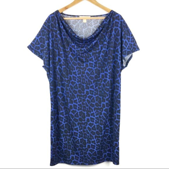 Michael Kors Blue Animal Print Dress Size Large - Picture 2 of 9
